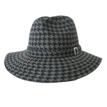 Fashion floppy style 100% wool houndstooth hat