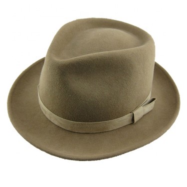 fashion light camel 100% wool felt fedora hat