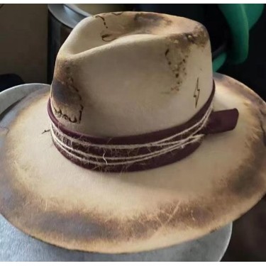 100% wool felt distressed hat