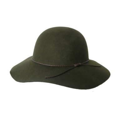 Women's 100% wool felt green floppy hat