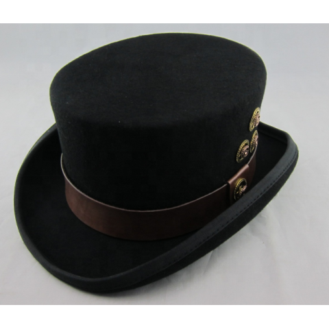 Vintage 100% Wool Felt Steampunk Top Hat