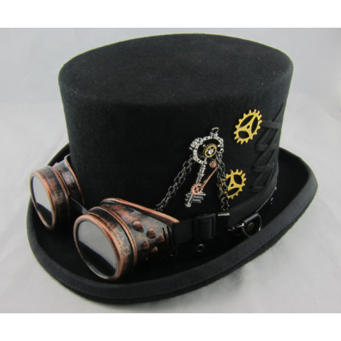 Vintage 100% Wool Felt Steampunk Top Hat