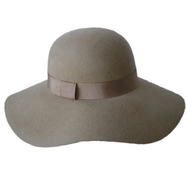 Fashion 100% wool floppy felt hat with wide brim