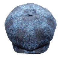 Spring/Summer Checked Cotton Wool Blend 8 Panel Newsboy Cap